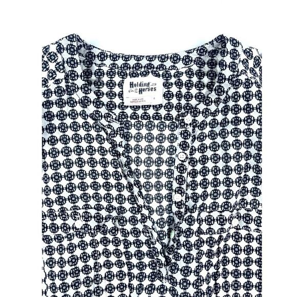 Holding Horses Eyelet Print Popover Tunic Roll Sleeve - Picture 3 of 3
